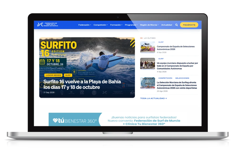 Captura del proyecto Federación de Surf de la Región de Murcia